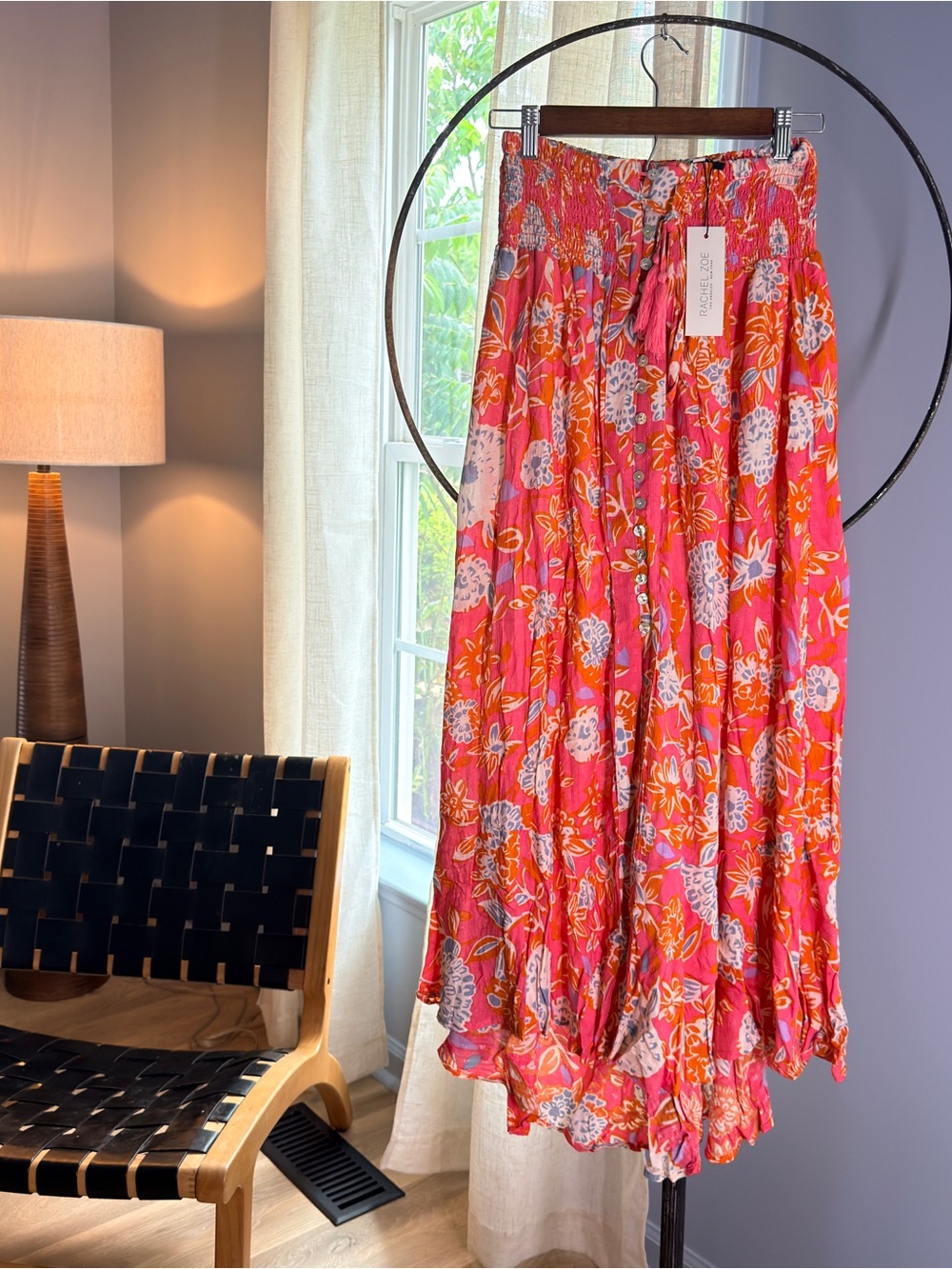 Rachel Zoe Pink Floral Midi Skirt